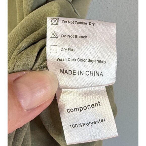 Timeson Womens Chiffon Popover Blouse XL Sage Green V-Neck Flowy Layering - Picture 12 of 12